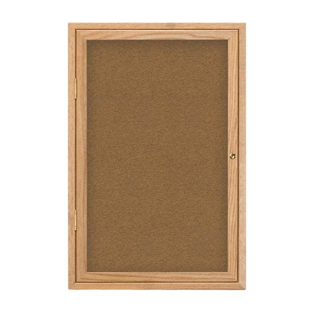 Single Door Enclosed Radius EZ Tack Board,36x36,Bronze/Green